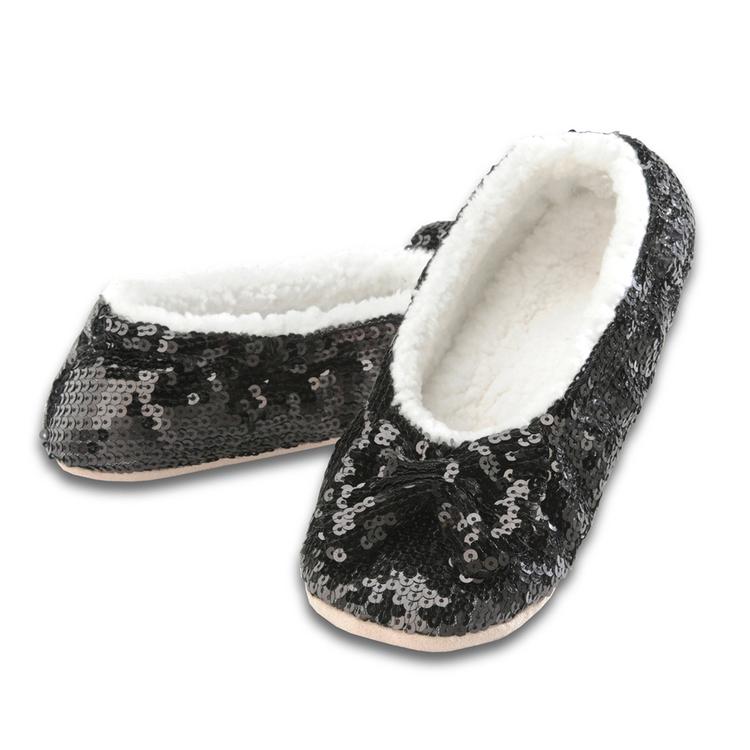 black sparkle slippers
