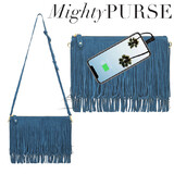 Mighty Purse Fringe X-Body Bag - Suede Leather - Blue