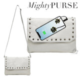 Mighty Purse Flap X-Body Bag - Silver Snake with Gun Metal Studs
