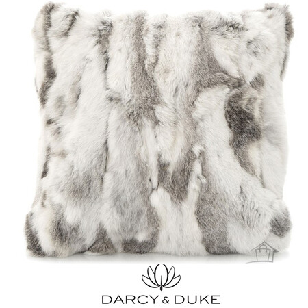 Darcy & Duke Genuine Rabbit Fur Large Cushion – Siberian Ash