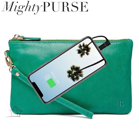 Mighty Purse Wristlet Raw Leather - Emerald Green