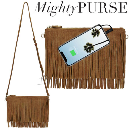 Mighty Purse Fringe X-Body Bag - Suede Leather - Brown